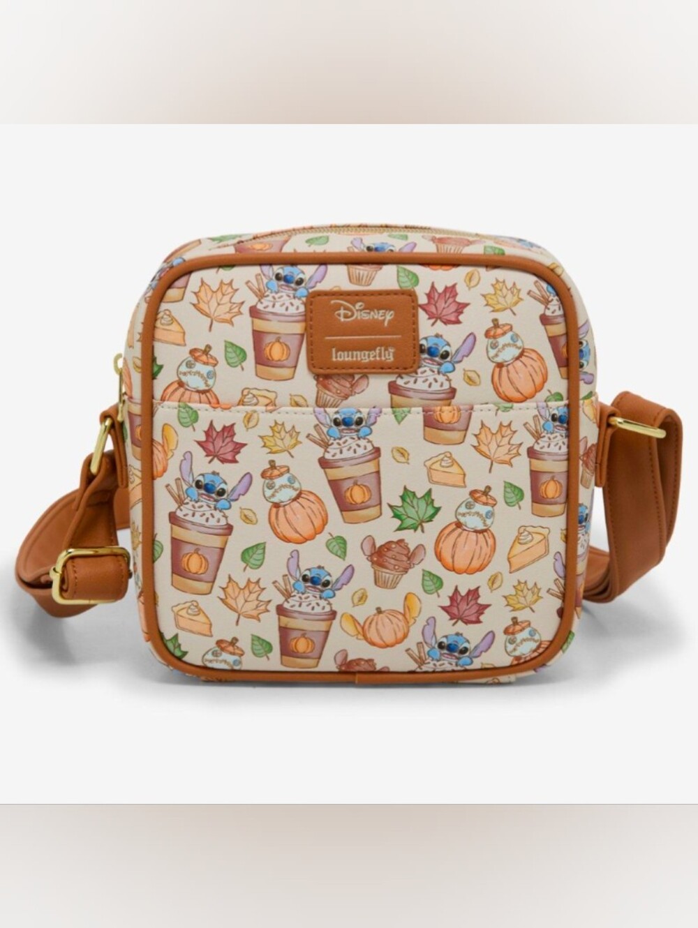 Loungefly Disney Stitch & Scrump Fall Pumpkin Latte Halloween Crossbody Bag! - Picture 3 of 8